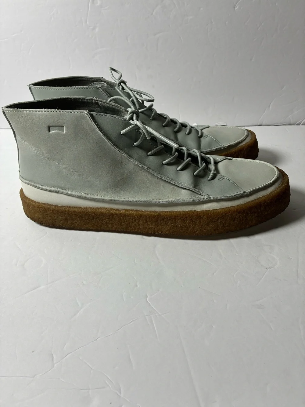Camper Men's Mint Green Leather Chukka Boots with Crepe Sole
